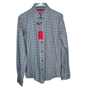 New Report Collection Blue Mens small button front shirt